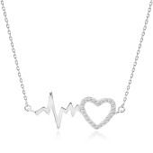 Colier argint inima cu pietre Heart Beat DiAmanti Z1533N-DIA
